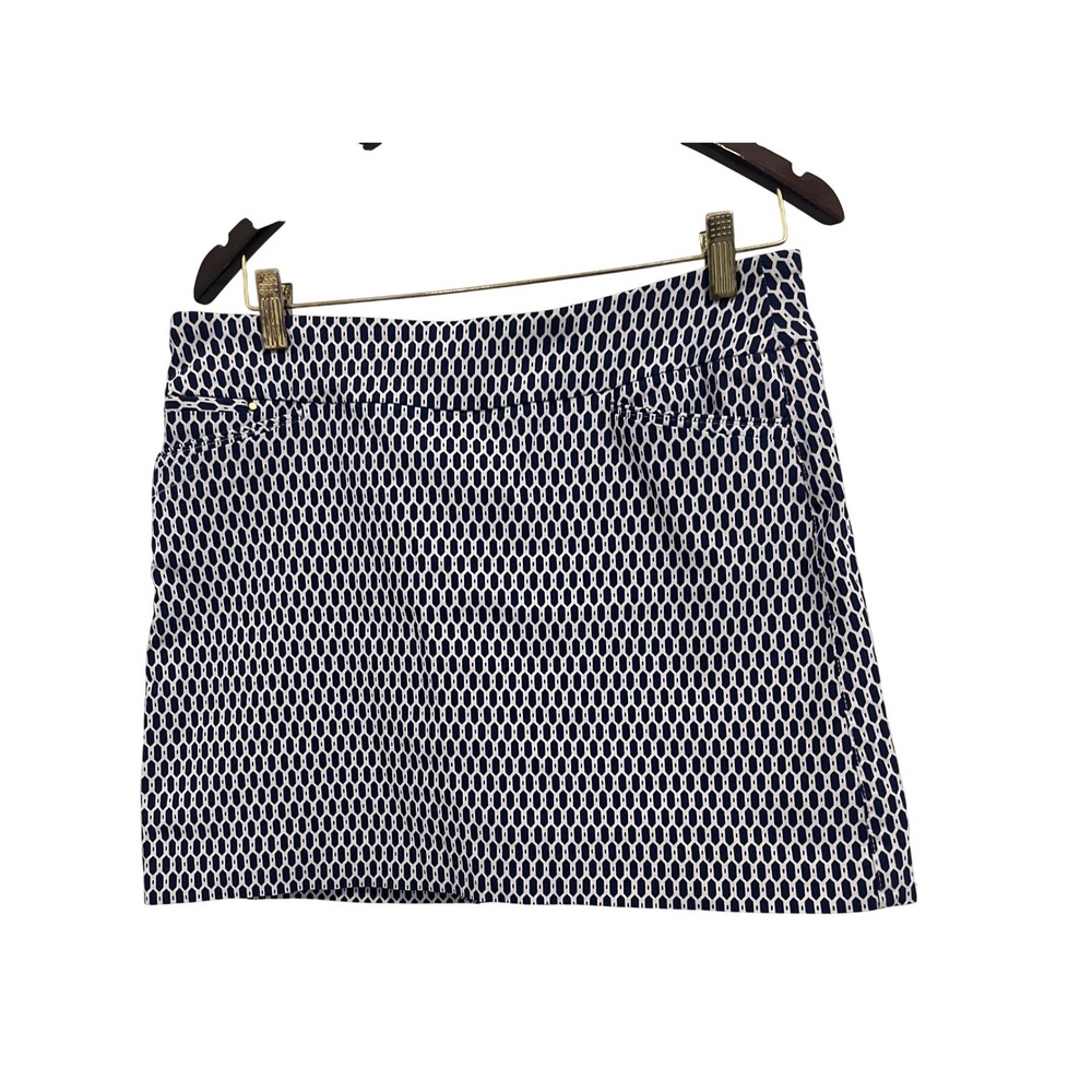 ATTYRE New York Skort Womens 12 Navy Blue White Geometric Excellent Stretch Mini